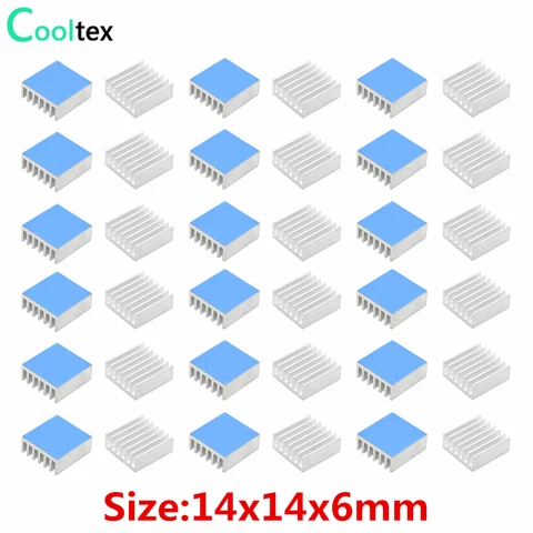 50 шт. алюминиевый радиатор охлаждения Cooltex 14x14x6mm для Raspberry pi