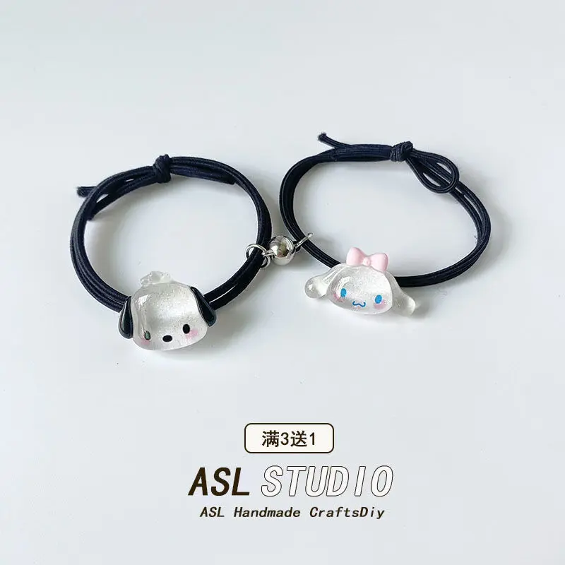 

Kawaii Sanrio Kuromi My Melody Cinnamoroll повязка на голову магнитный браслет парные маленькие резиновые ленты