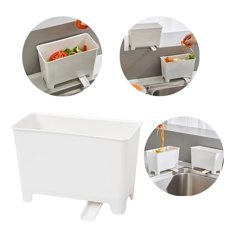 

Creative Kitchen Sink Drain Trash Can Vegetable Supplies Storage Bucket Waste Food Holder Can Storage Trash Household