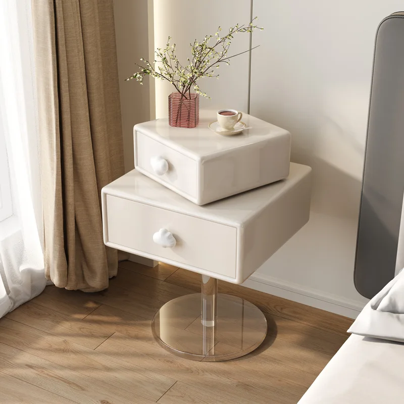 

Nordic Transparent Nightstand Bedside White Women Trendy Cute Night Table Corner Narrow Italian Mesa De Noche Modern Furniture