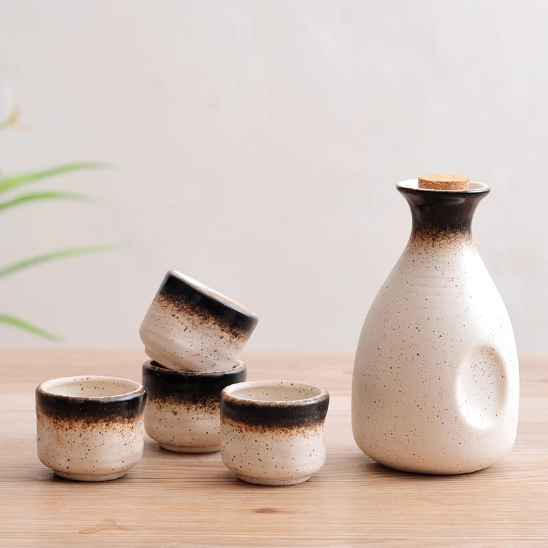 

Диспенсер для сакэ в японском стиле, керамика, кастрюля для ликера, вина, набор стаканов для белого вина, керамическая посуда для дома, высокая температура