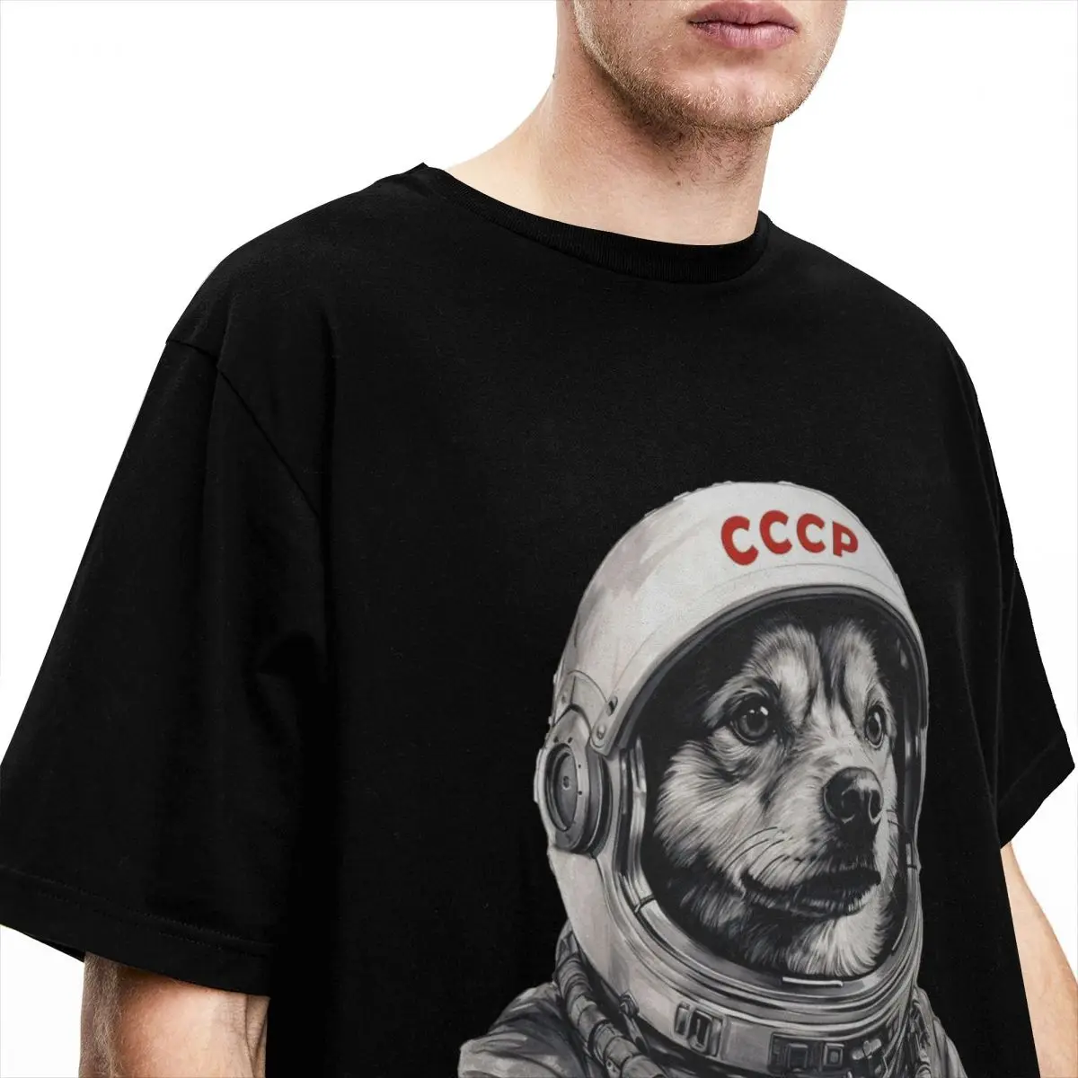 CCCP Rusia Laika Space Urss Astronauta Dog Футболка Мужская футболка Первая собака в космосе