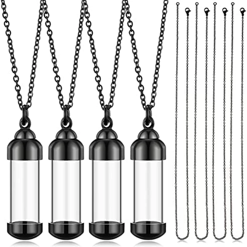 

Necklace Pendant,Openable Container Vial Tube Keepsake With Snake Chain Necklace For DIY Jewelry Making