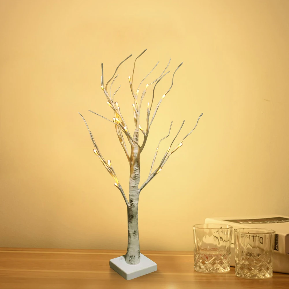 

Лампа в виде березы, 24 светодиода, питание от батарейки