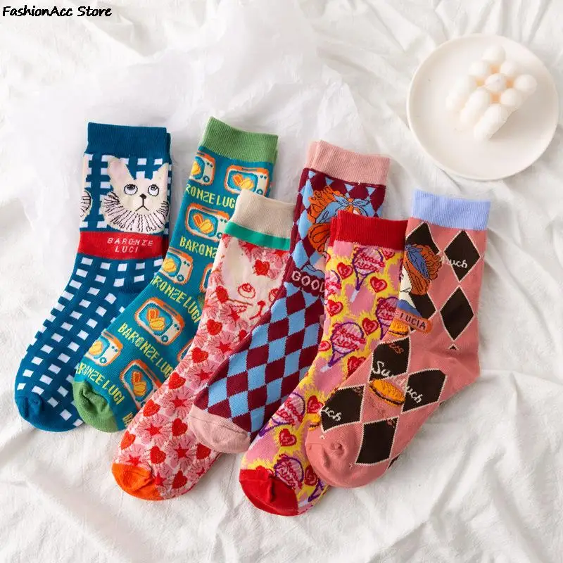 

Spring and Autumn New Japanese Harajuku Woman Socks Cotton Korean Kawaii Socks Women Cute Pink Streetwear EUR35-42