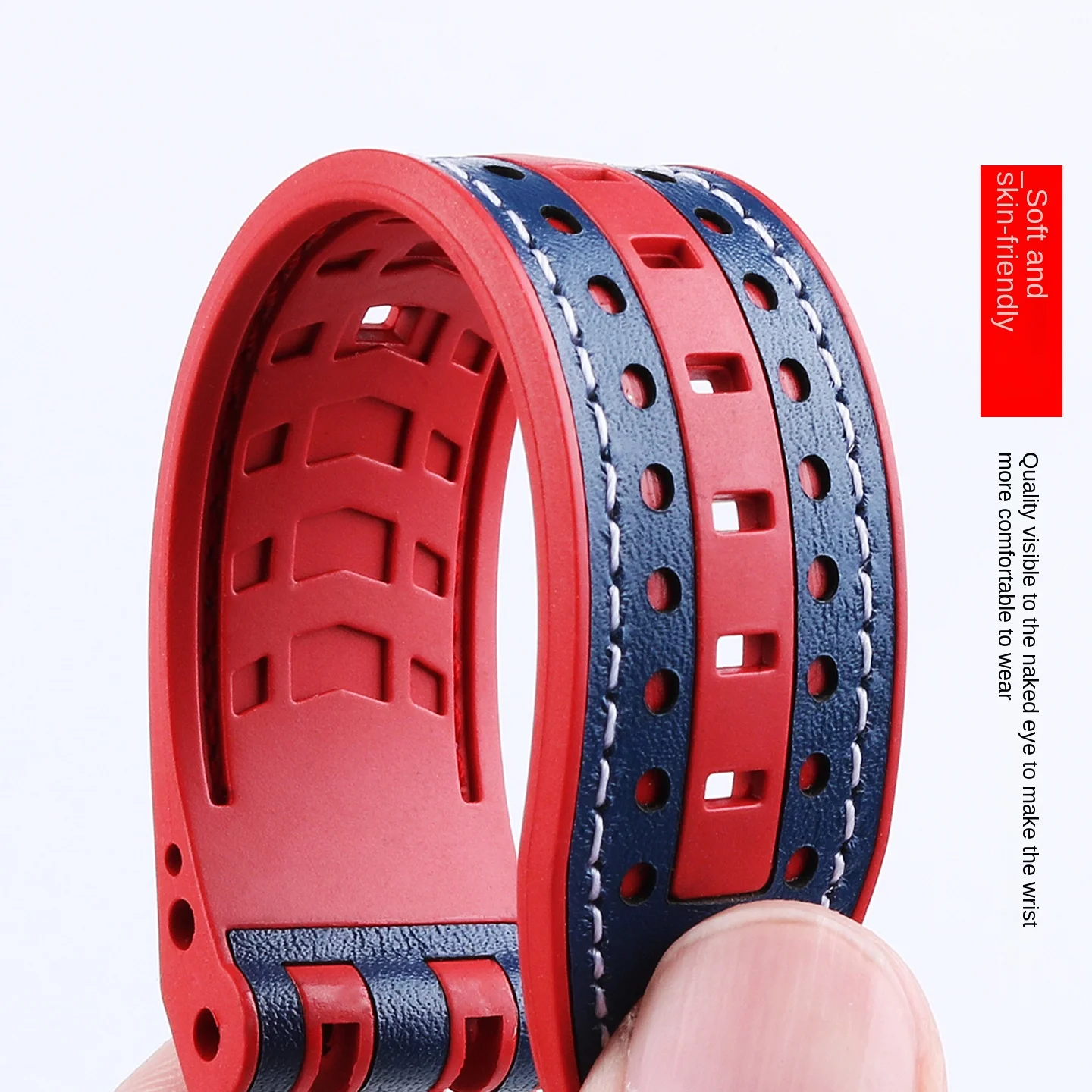 Фото Сменный ремешок T115 для часов Tissot T115.417 427, резиновый ремешок T115.42A, кожаный ремешок для часов, красный, синий. №4