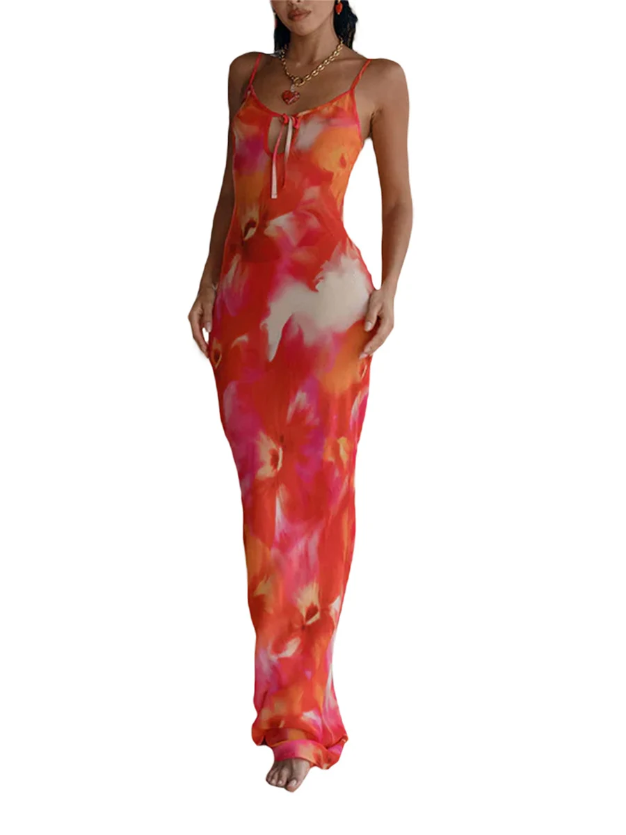 

Женское платье без рукавов, с открытой спиной и цветочным принтом