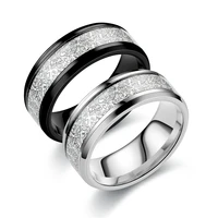 hot sale fine jewelry rings rime pattern mens stainless steel ring wedding band black and white couple ring