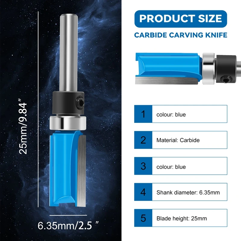Фреза с хвостовиком 1/4 дюйма двойной 2 рифленый императорский шаблон резак для