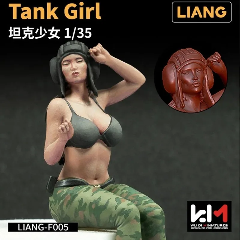 Фото LIANG-F005 Масштабная модель девушки-танкистки 1/35, неокрашенная, из смолы, для создания военных диорам №1