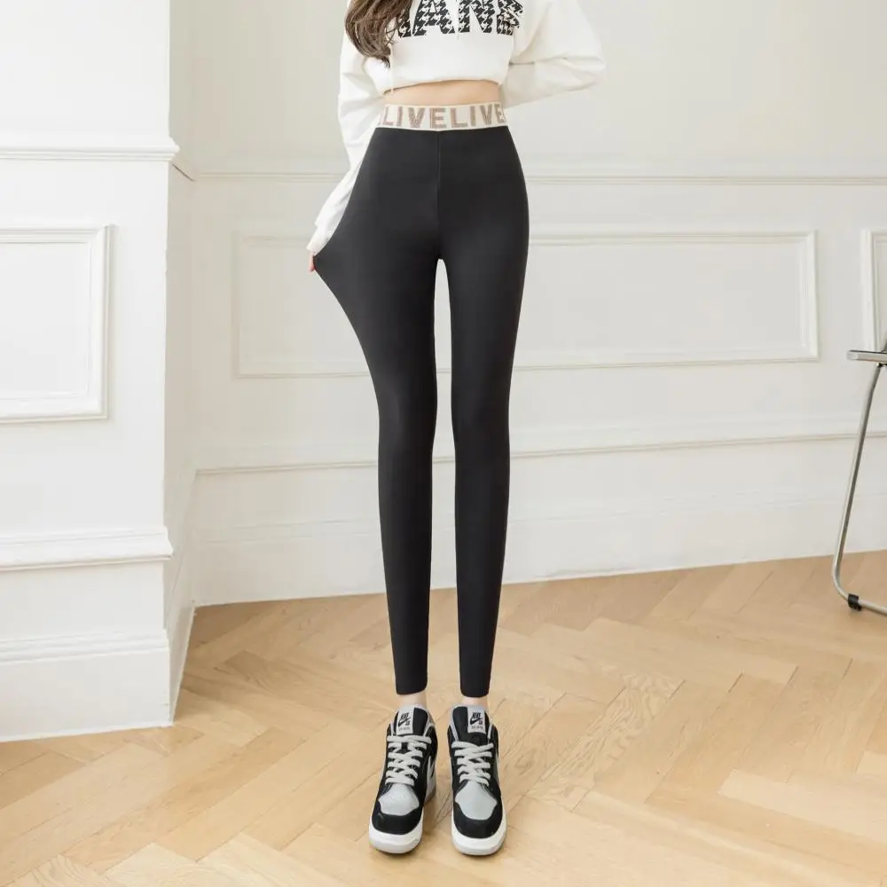 Зимние флисовые леггинсы плотные женские теплые брюки с высокой талией женская