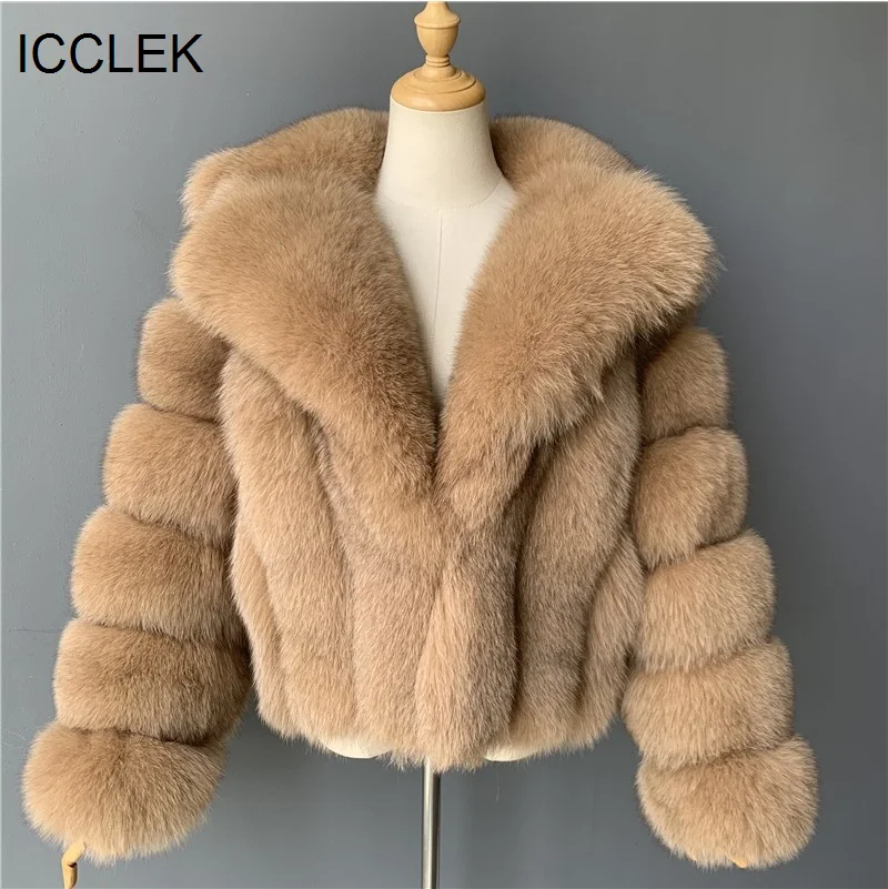 ICCLEK Fur coat imitation fox fur women's dress 2021 autumn and winter imitation fur coat suit collar