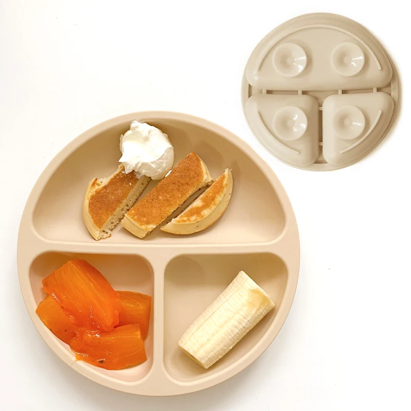 

Baby Safe Silicone Sucker Dining Plate Solid Cute Kids Suction Toddle Training Tableware Cartoon Children Dishes Feeding Bowls