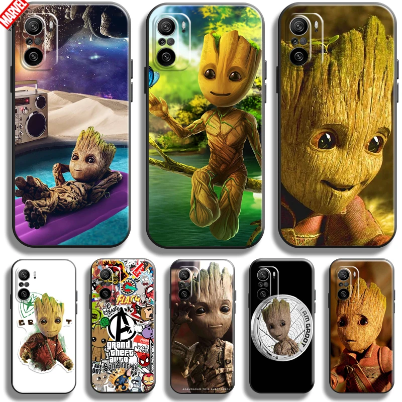 

Groot Marvel For Xiaomi Redmi K40 K40 Pro K40 Gaming Phone Case Soft Silicon Coque Cover Black Funda Captain America Thor