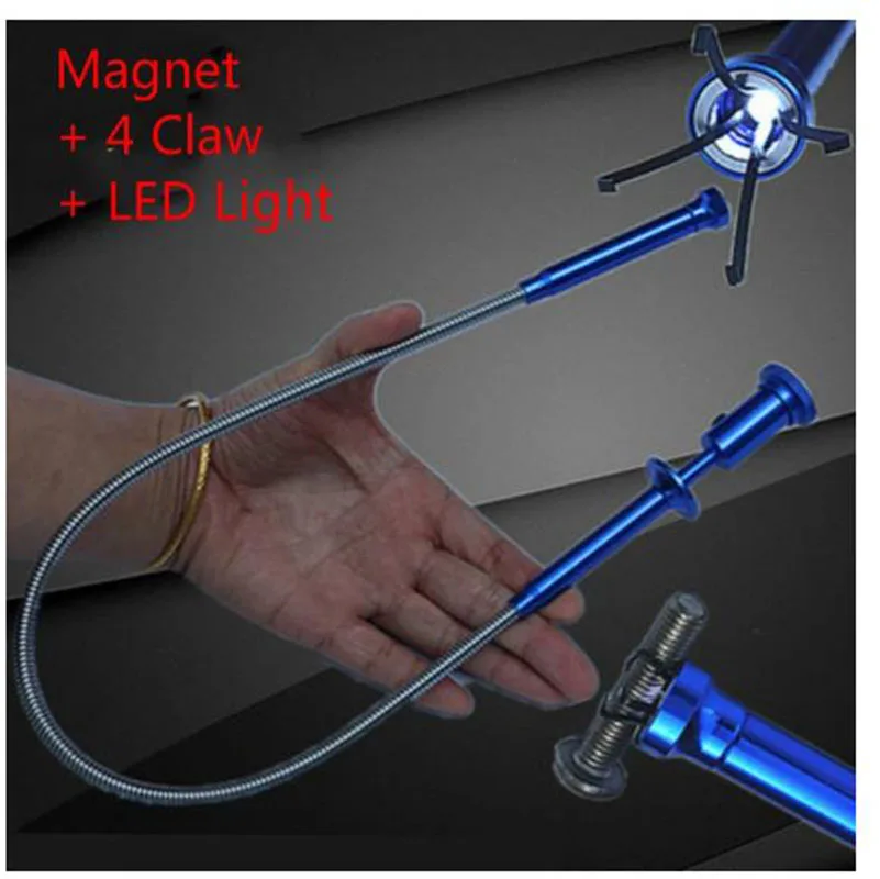 

23,6 дюймовый гибкий магнит для захвата, светодиодсветильник с 4 зажимами, магнитная длинная пружина для захвата автомобиля, уловитель для ре...
