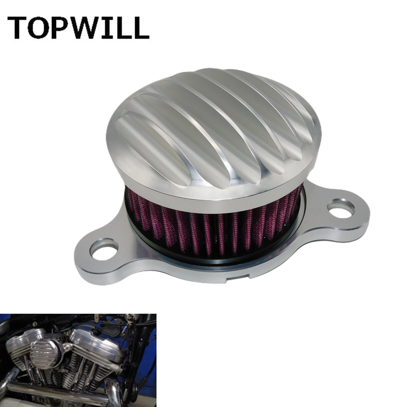 

Motorcycle Chrome Air Cleaner Intake Filter CNC Aluminum For Harley Sportster XL883 XL1200 48 Iron Roadster Custom 1991-2021