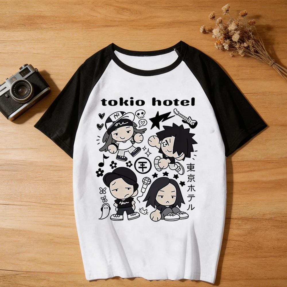 Фото Футболка Tokio Hotel для женщин, винтажная футболка в стиле cutecore, хараджуку, эстетика 80-х, мем, милый дизайн. №2