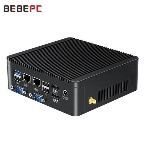 Промышленный мини-ПК BEBEPC, безвентиляторный, Celeron J4125, четырехъядерный N4000 2 LAN 4 COM, настольный компьютер, Windows 10 Pro Linux Wi-Fi мини-ПК