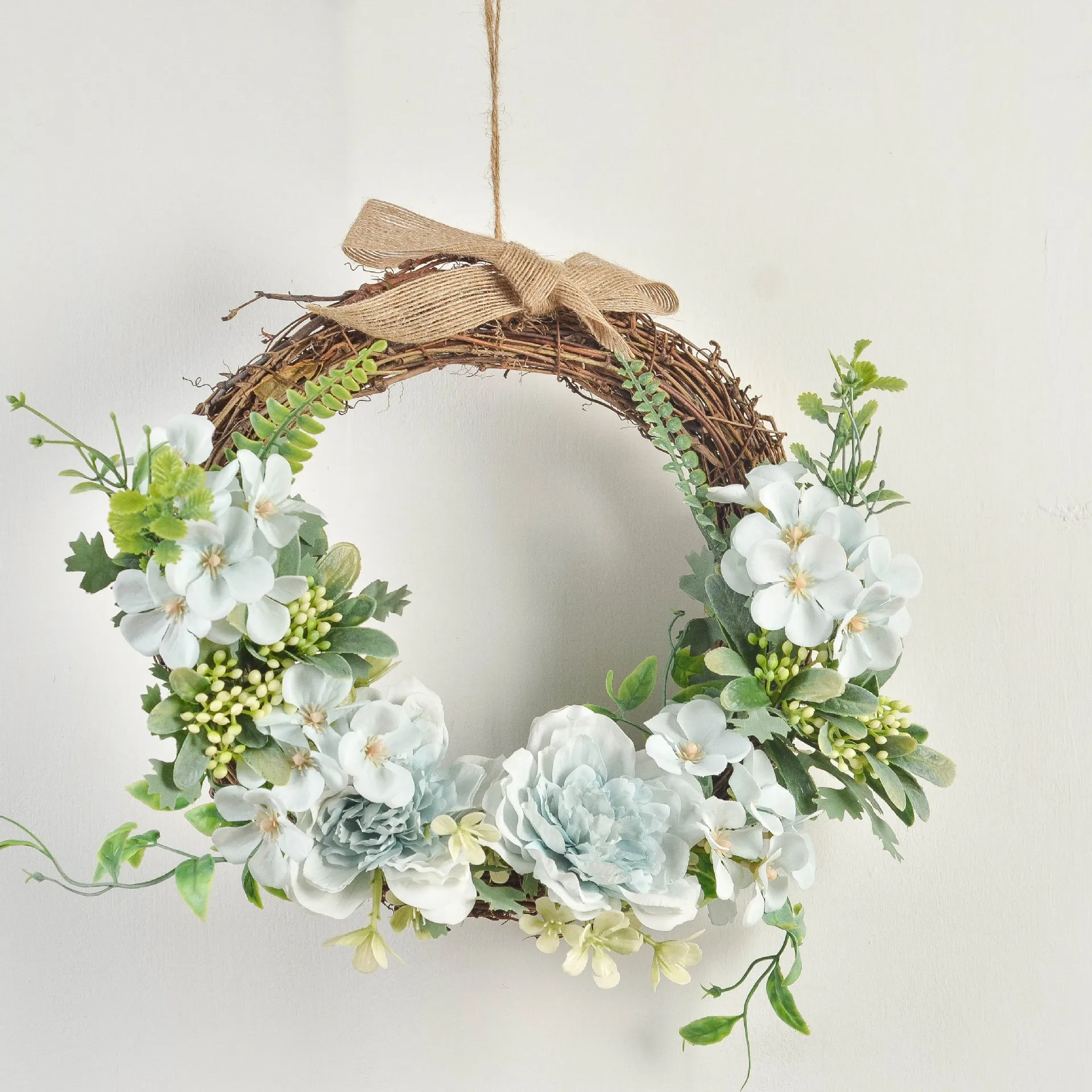 

Artificial Rose Silk Flower Wreath Wedding Door Decor Ornament Home Wall Hanging Garland Photography Props Window Display Floral
