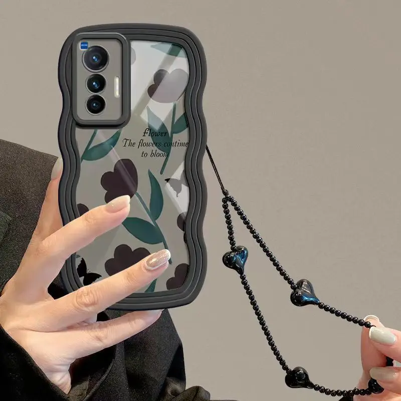 

Мягкий черный чехол для телефона Samsung Galaxy с изображением цветов