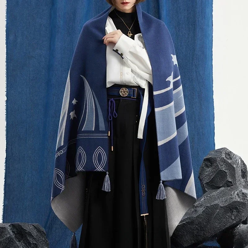 Wanderer Genshin Impact Scarf Cape Game Yuanshen Scarves Thincked Warm Birthday Gifts Men Women All Seasons 70x180cm