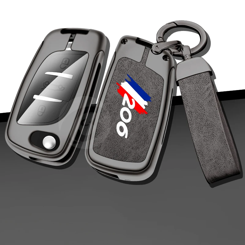 

Zinc Alloy Leather Car Remote Key Case Cover Holder Shell for Peugeot 206 Protected Keychain Auto Interior Accessories Keyless