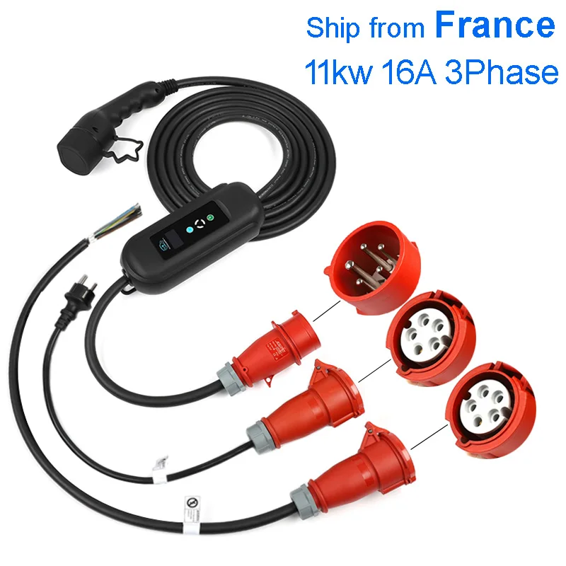 Tipo 2 Ev Caricatore 11Kw 16A 3 Fase Di Ricarica Veloce Per Auto Elettrica Batteria Evse Wallbox 5 Metri O 10 Metri Di Lunghezza Del Cavo
