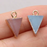 rose quartz amazonite stone natural triangle gilt edge pendant jewelry makingdiy necklace accessories charm gift party10x15mm1pc