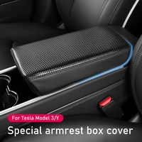 car armrest box protective suede cover for tesla model 3 model y microfiber leather central control armrest interior accessories