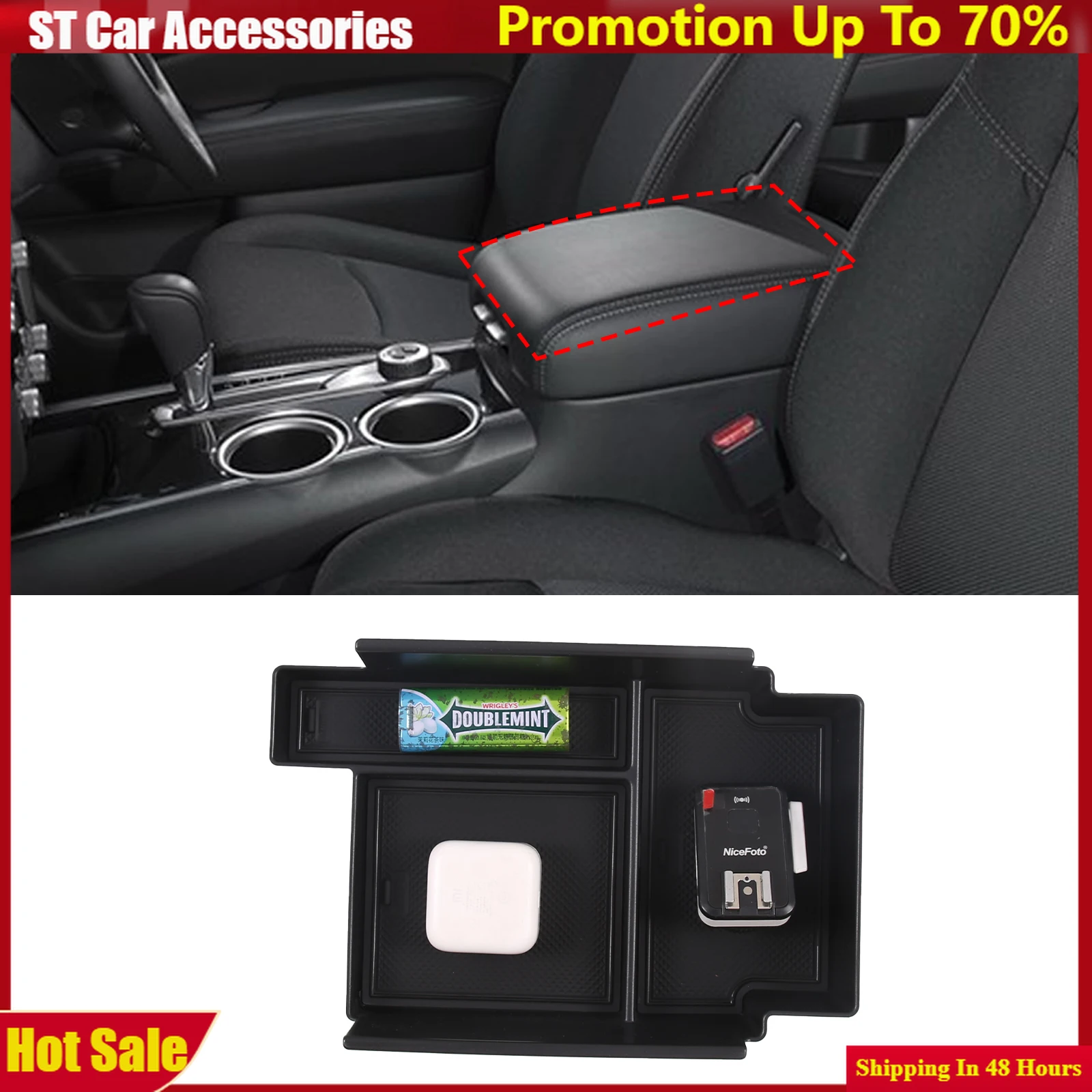 

For Nissan Pathfinder R53 2022~2024 Car Central Armrest Storage Box Center Console Flocking Organizer Tray Interior Accessories