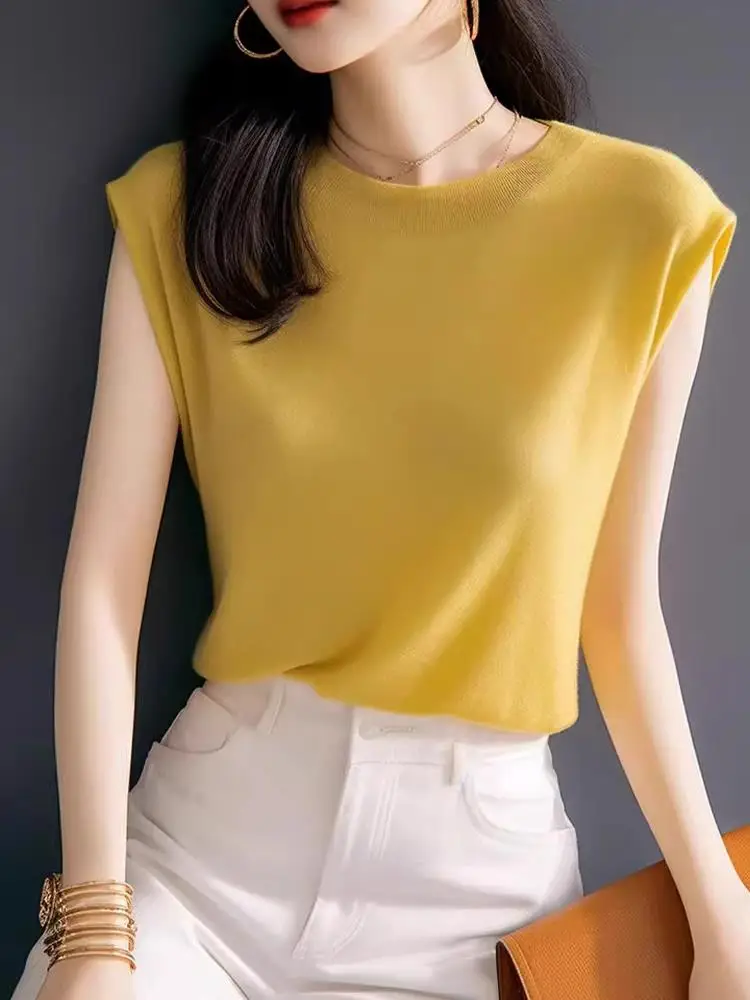 Корейская серия пуловер с круглым вырезом заниженными плечами и короткими