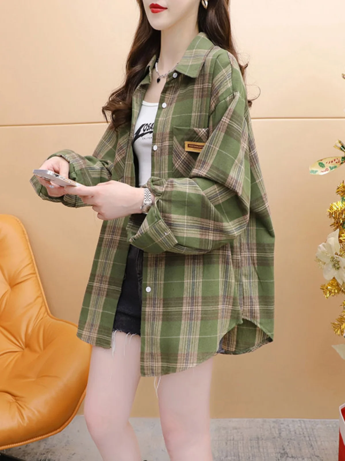 Толстый мм 50 00 кг дизайнерские рубашки в клетку стиле ретро с длинными рукавами