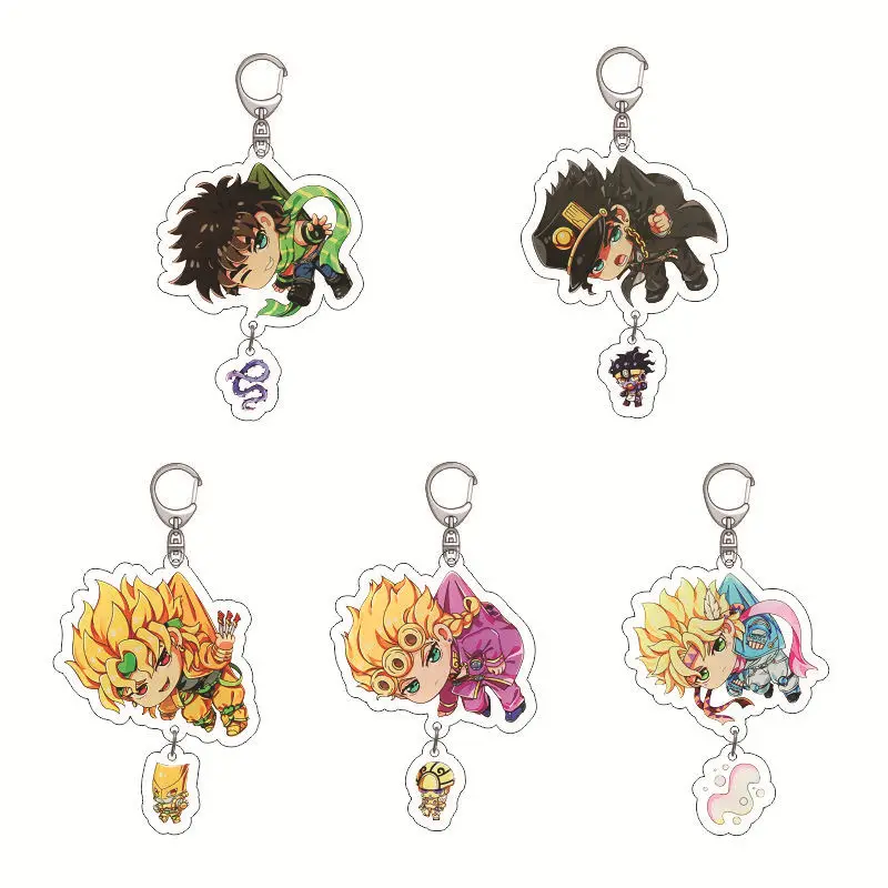 Anime Keychain JoJo Bizarre Adventure Man Key Chain for Women Accessories Cute Backpacks Pendant Cartoon Key Ring Friends Gift
