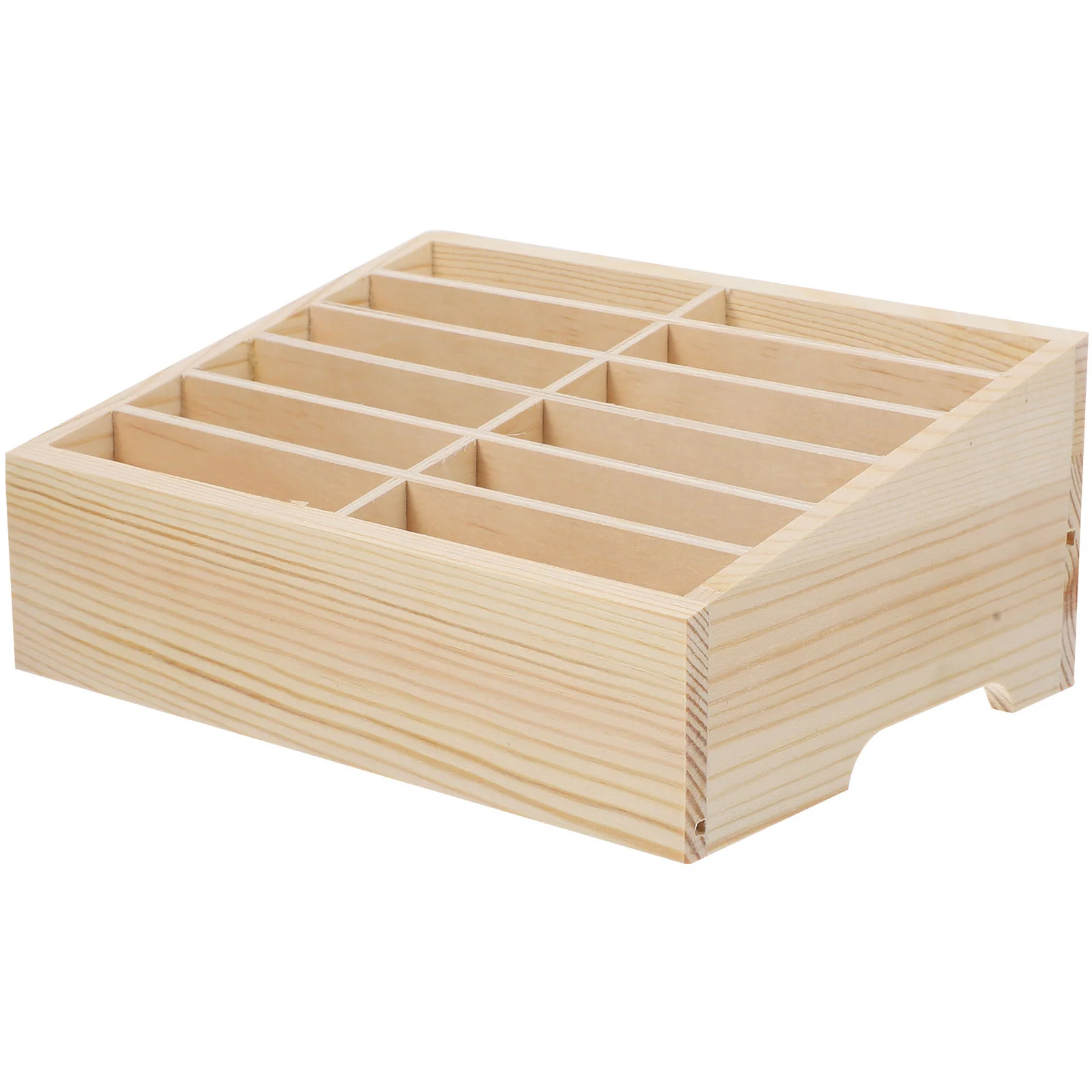 

Wooden Multi-grid Cell Phones Storage Box Desktop Mobile Holder Organizer