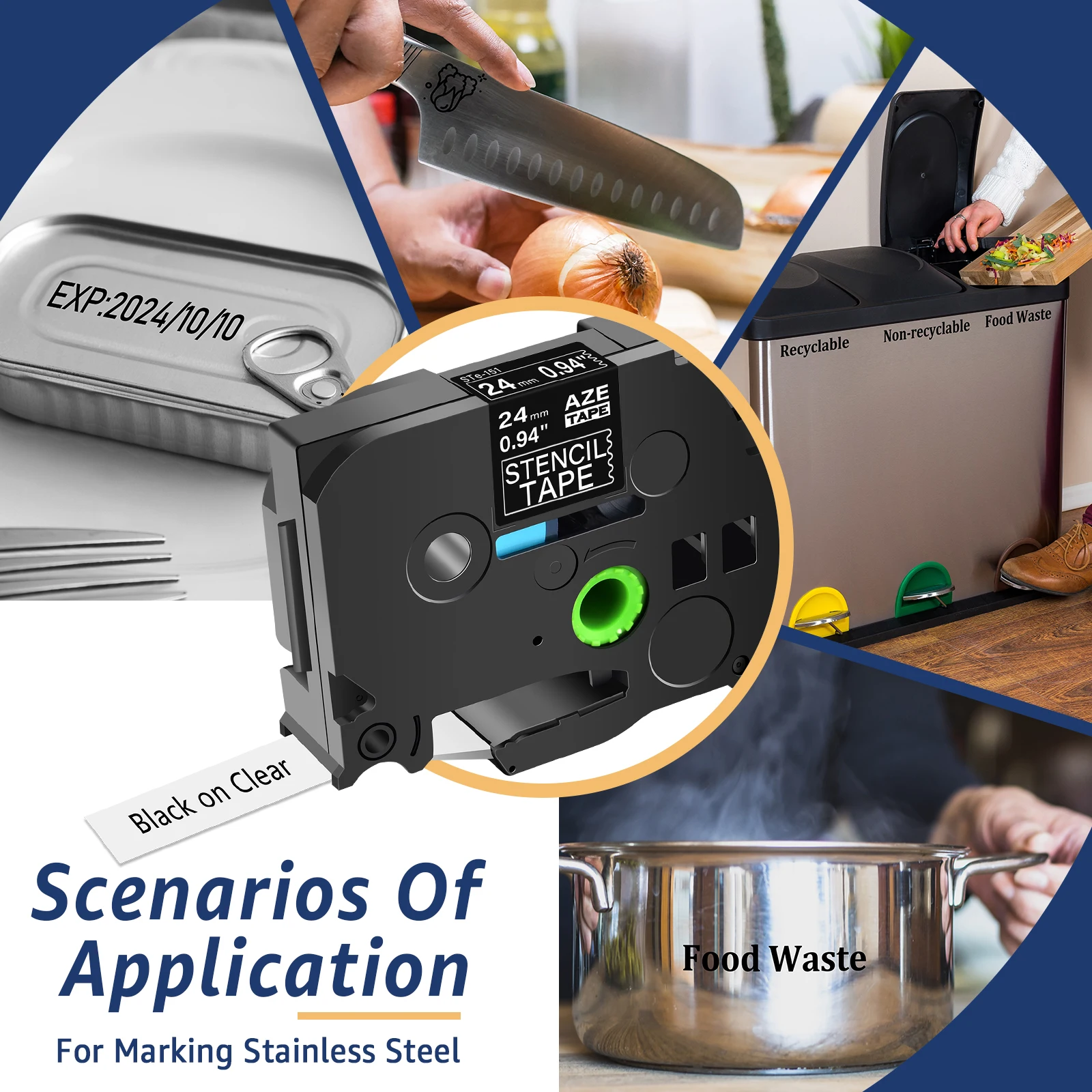 10 шт. неламинированная лента для трафарета черная прозрачная 24 мм * 3 м