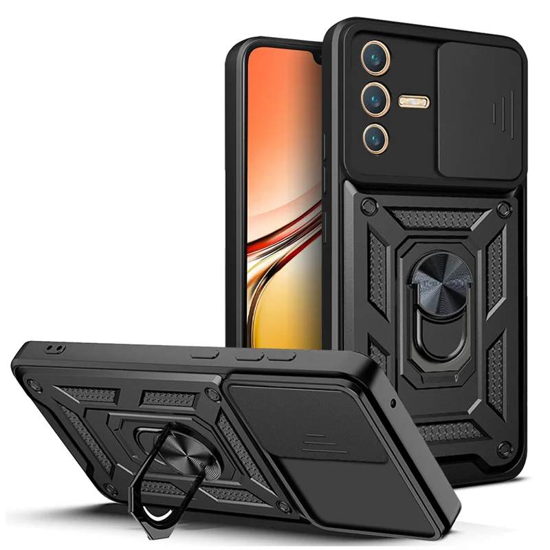 

For Vivo V23 V23e Case Car Magnetic Suction Ring Holder Armor Back Cover for Vivo V 23 e 23e 4G 5G Kickstand Phone Cases Capa