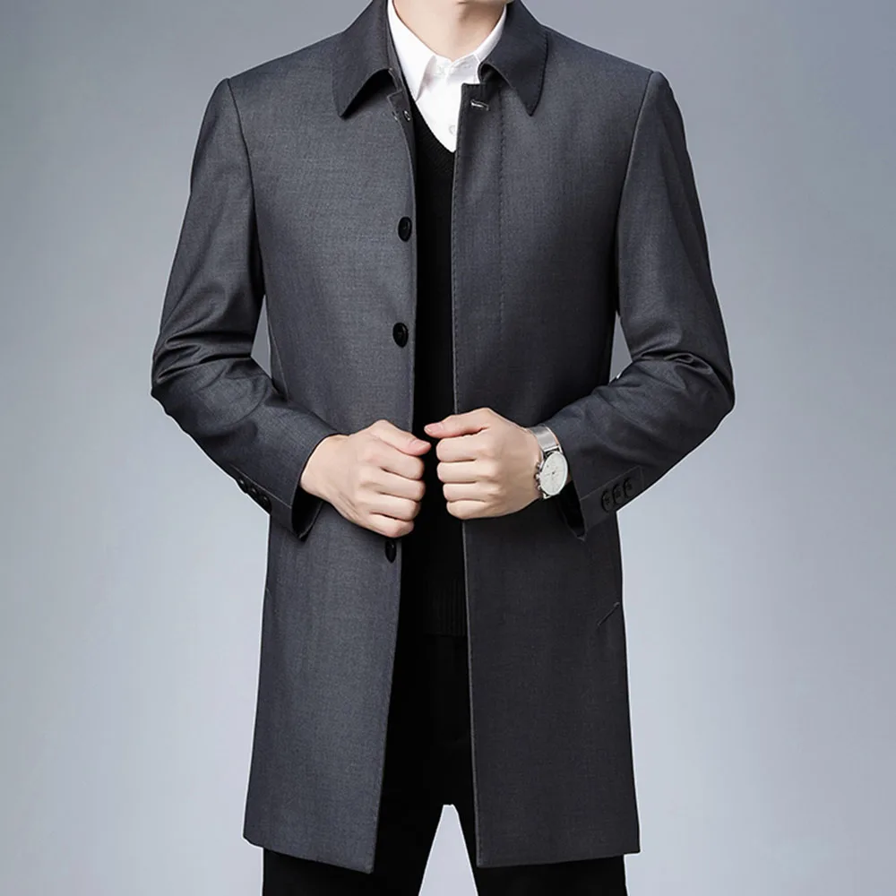 

2022 men's business casual mid-length windbreaker men's windbreaker casual wear slim men's windbreaker