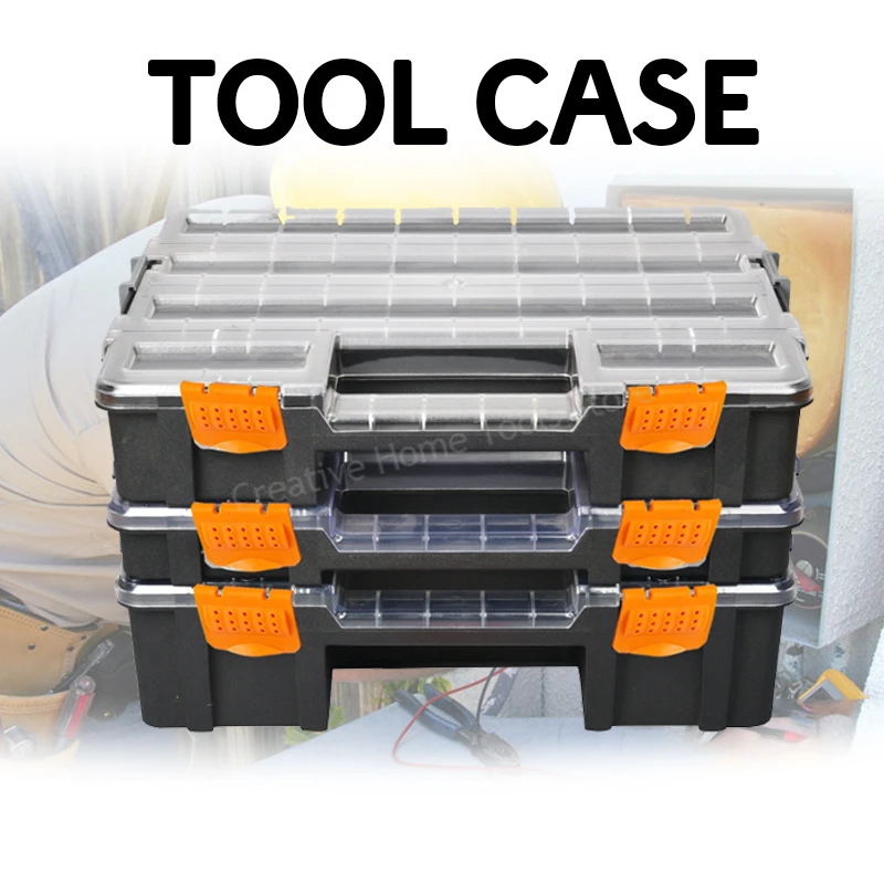 

Portable Parts Box Stackable Tool Box Organizer Screw Storage Box Electrician Hardware Tool Box Garage Workshop Toolbox Suitcase