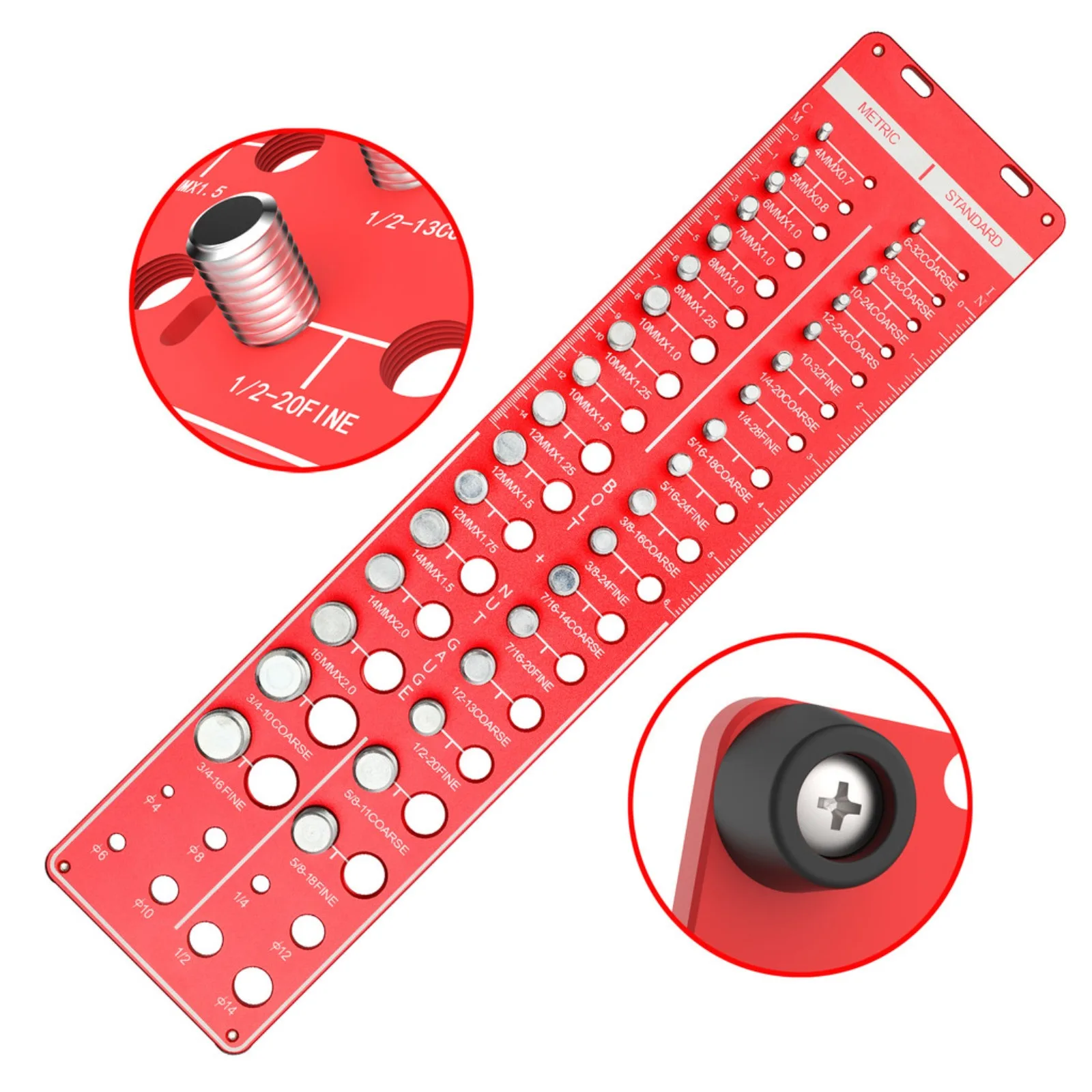 Средство для проверки резьбы гайки и болта Калибр для резьбы винта Стандартный измерительный прибор Точные инструменты для измерения размера винта и резьбы