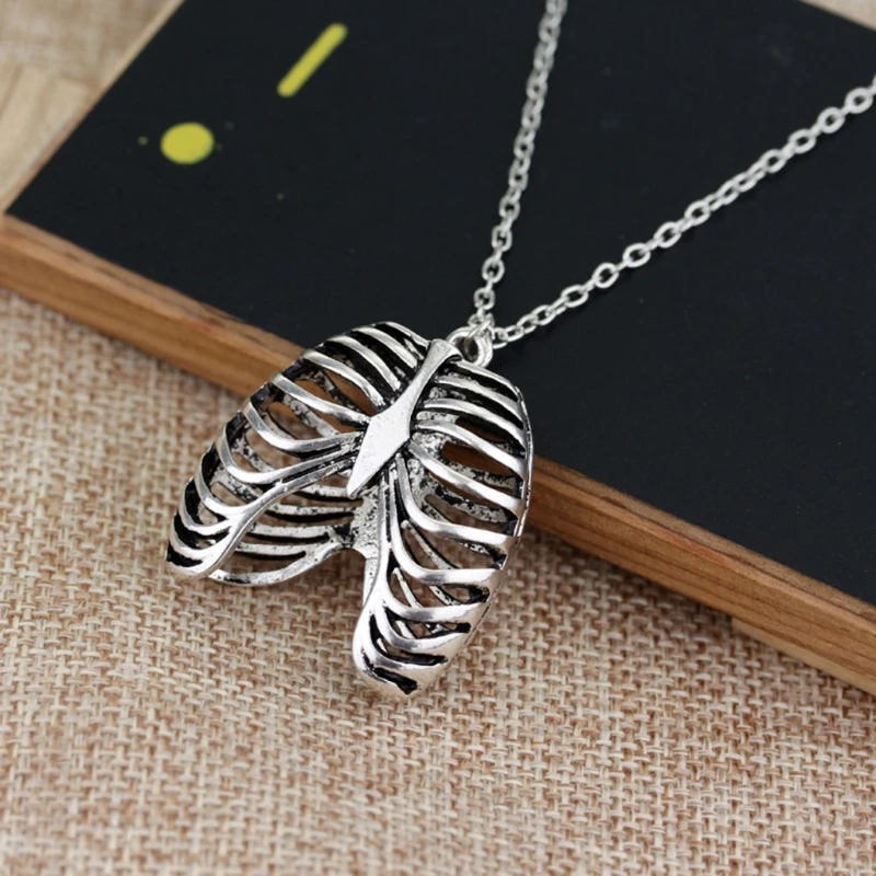 

Vintage Gothic Rib Cage Necklace Choker Silver Pendant Jewelry Gift for Women