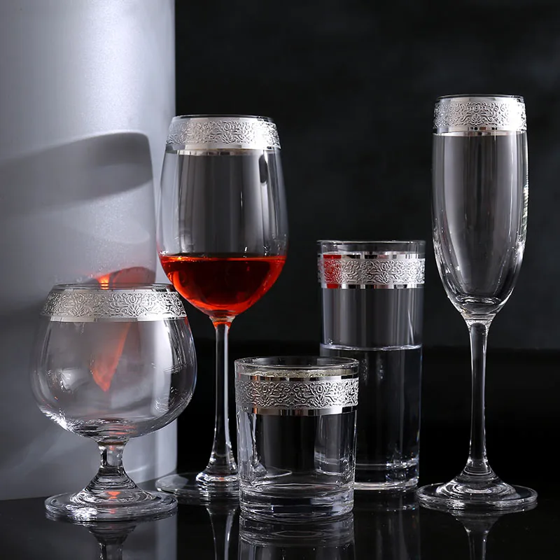 

European Style Glass Goblet Wine Juice Drink Champagne Glass Party Drinkware Dinner Water Cup Home Decoration Cups