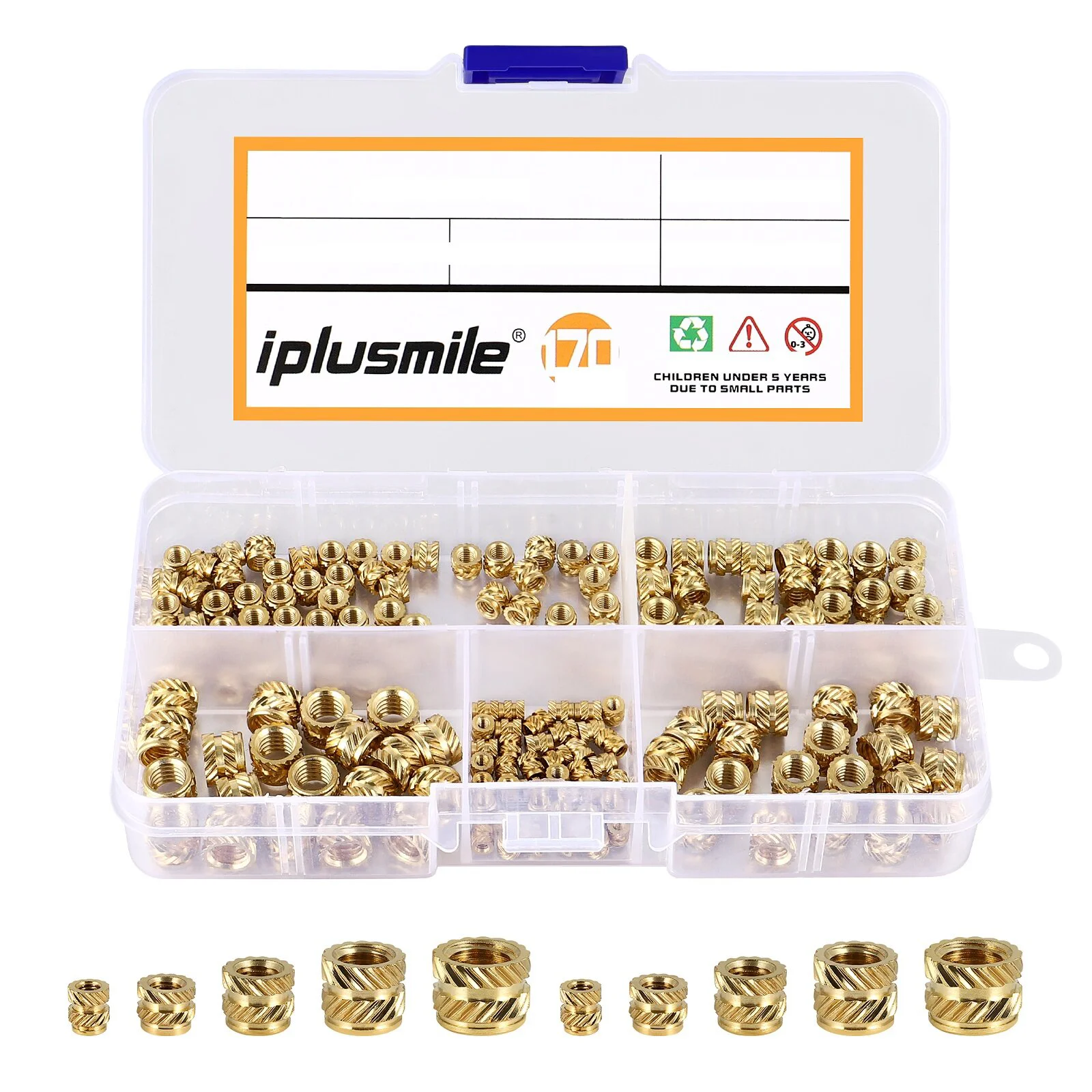 

iplusmile 170pcs Heat Staking Nuts Brass Insert Nuts Heat Embedment Nuts Multipurpose Threaded Knurled Nuts