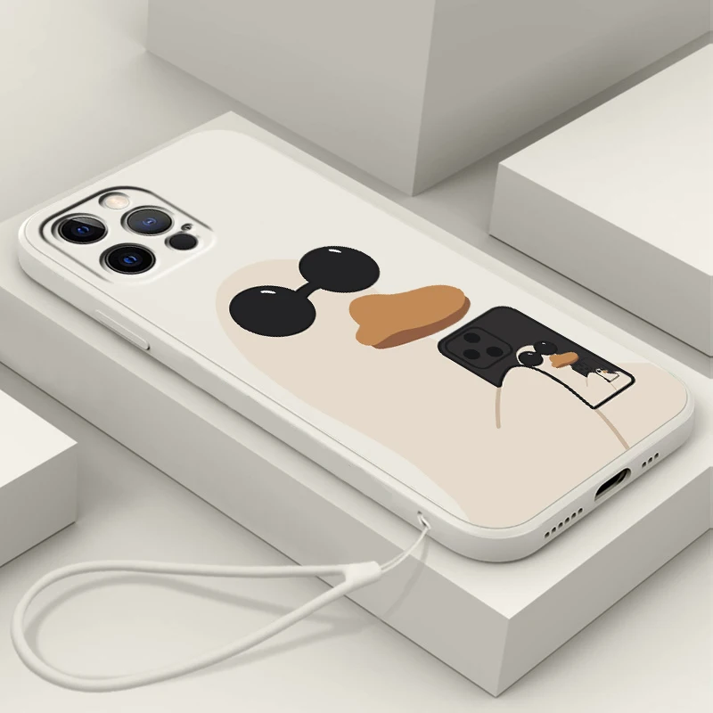 

Flowers Cute Drawing Duck Liquid Rope Phone Case For Apple IPhone 14 13 12 Mini 11 Pro XS MAX XR X 8 7 Plus SE Soft Cover