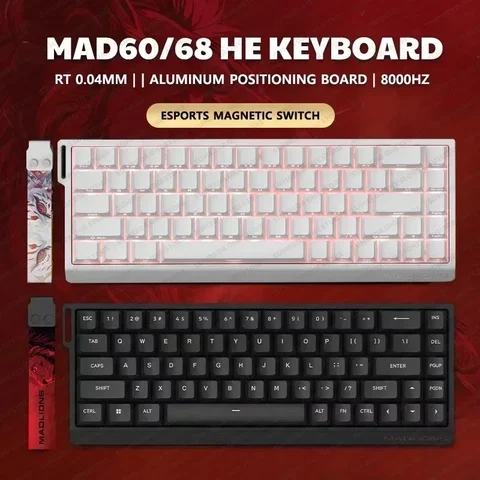 AI Madlions Mad 60he Mad 68he Проводная механическая клавиатура Игровой магнитный переключатель RT 0,02 мм 8K Скорость заката RGB Клавиатура с возможностью горячей замены
