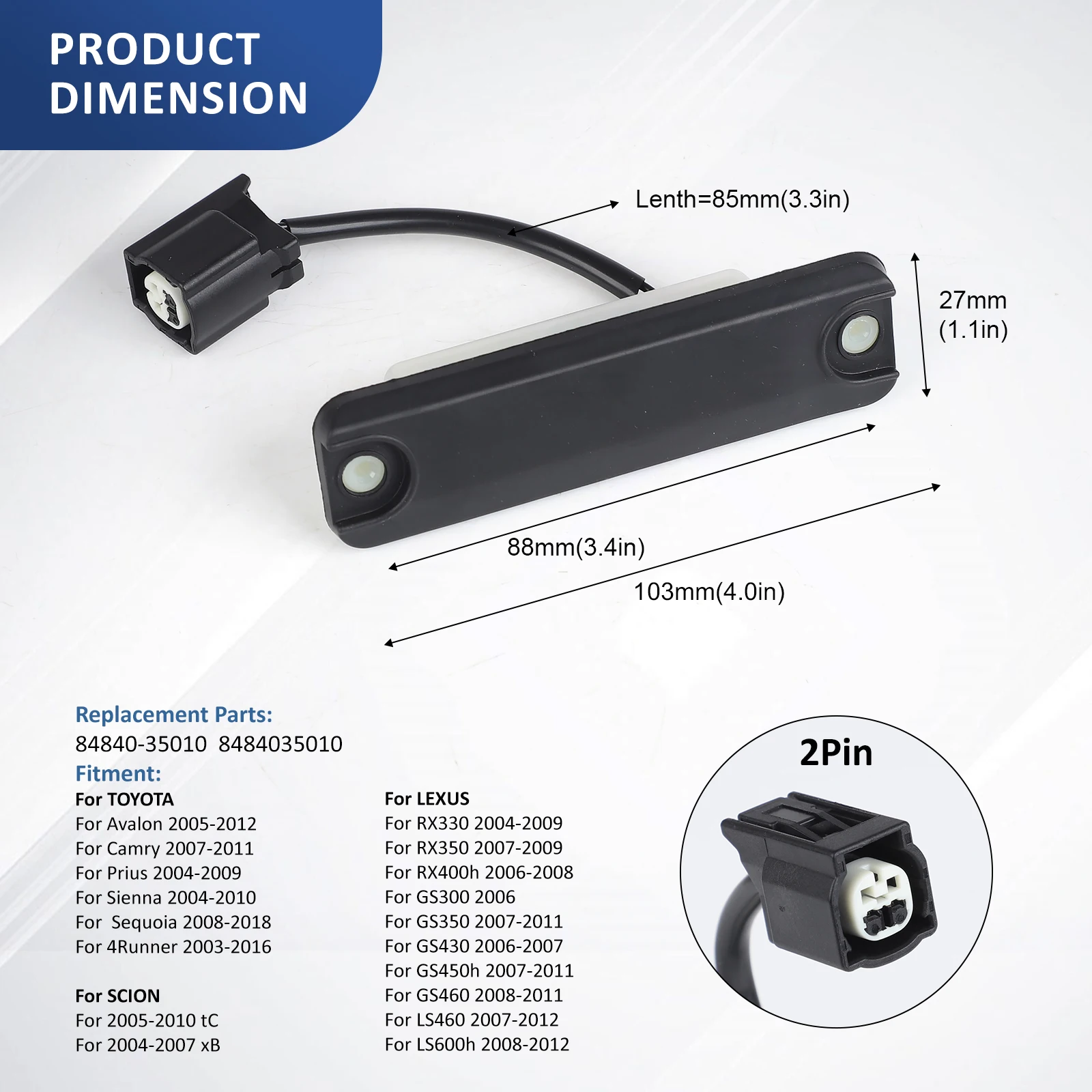 84840-35010 Черный ABS переключатель задней двери кнопка открытия автомобильные