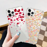cute heart shockproof soft silicone case for iphone 11 12 13 pro max mini x xr xs max 8 7 6 6s plus se 2020 transparent cover