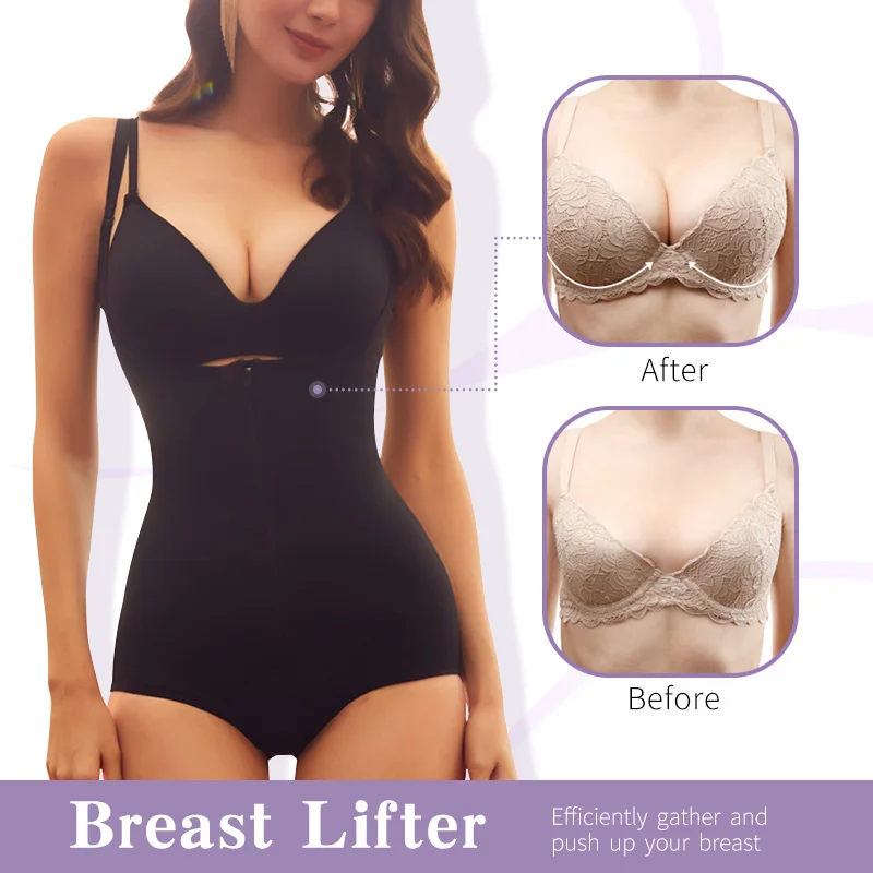 Hourglass Zipper Tummy Control Colombianas Waist Trainer De Mujer Fajas Body Shaper Thong Shapewear Bodysuit Women Underwear