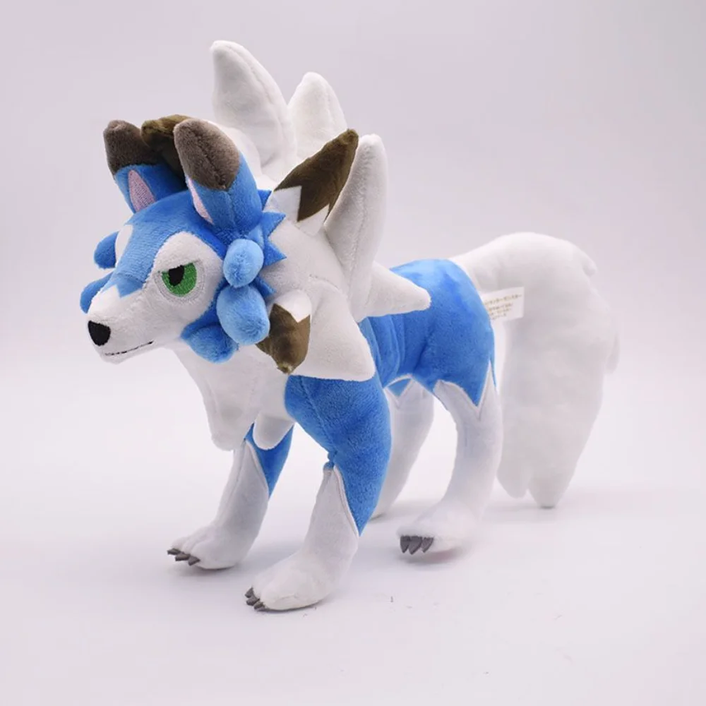 

Pokémon 25cm large standing blue mane rock werewolf heterochromia werewolf rock dog dog with hang tag plush doll