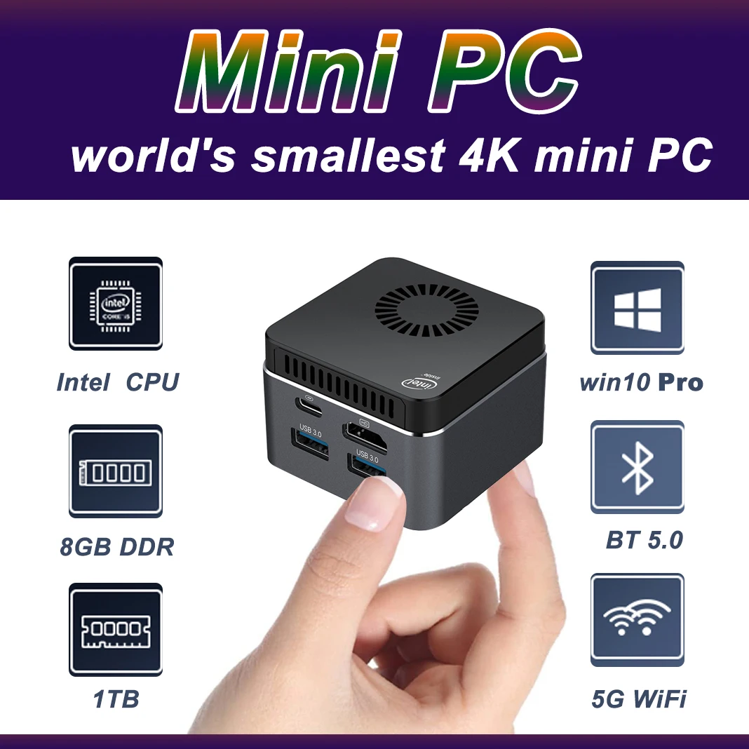 

Mini PC with 8GB RAM 512GB ROM Intel CeleronWindows 10 Desktop Computer 4K60HZ Ultra-HD Streaming, 2xUSB 3.0 Dual Wi-Fi, BT5.0