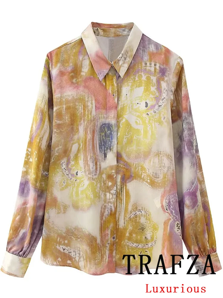 Женская винтажная блузка с длинным рукавом и отложным воротником